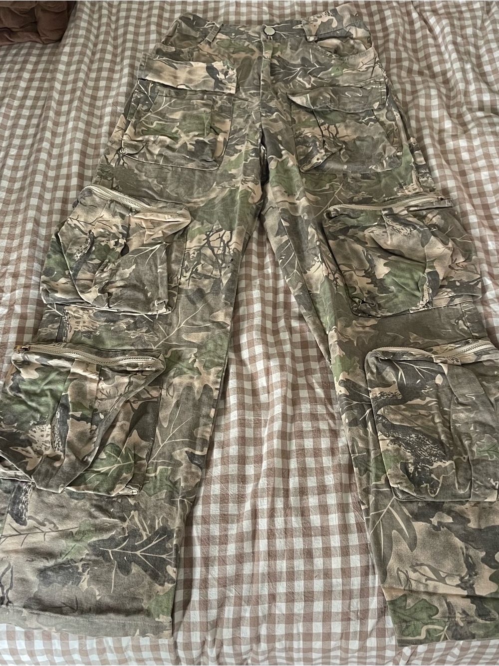 SHEIN Camo Elastic Waist Cargo Pants - Green/Tan